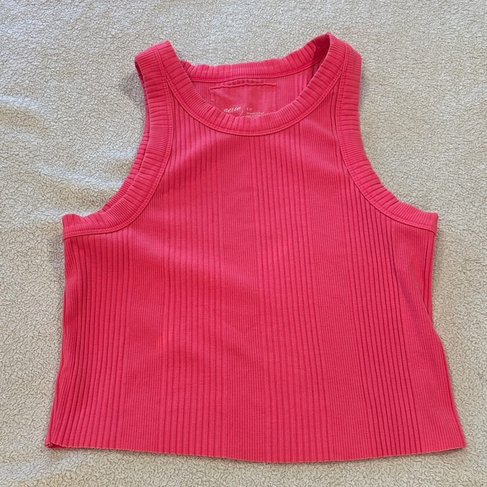 Aerie - Pink  Ribbed slightly  cropped Tank Top size small
